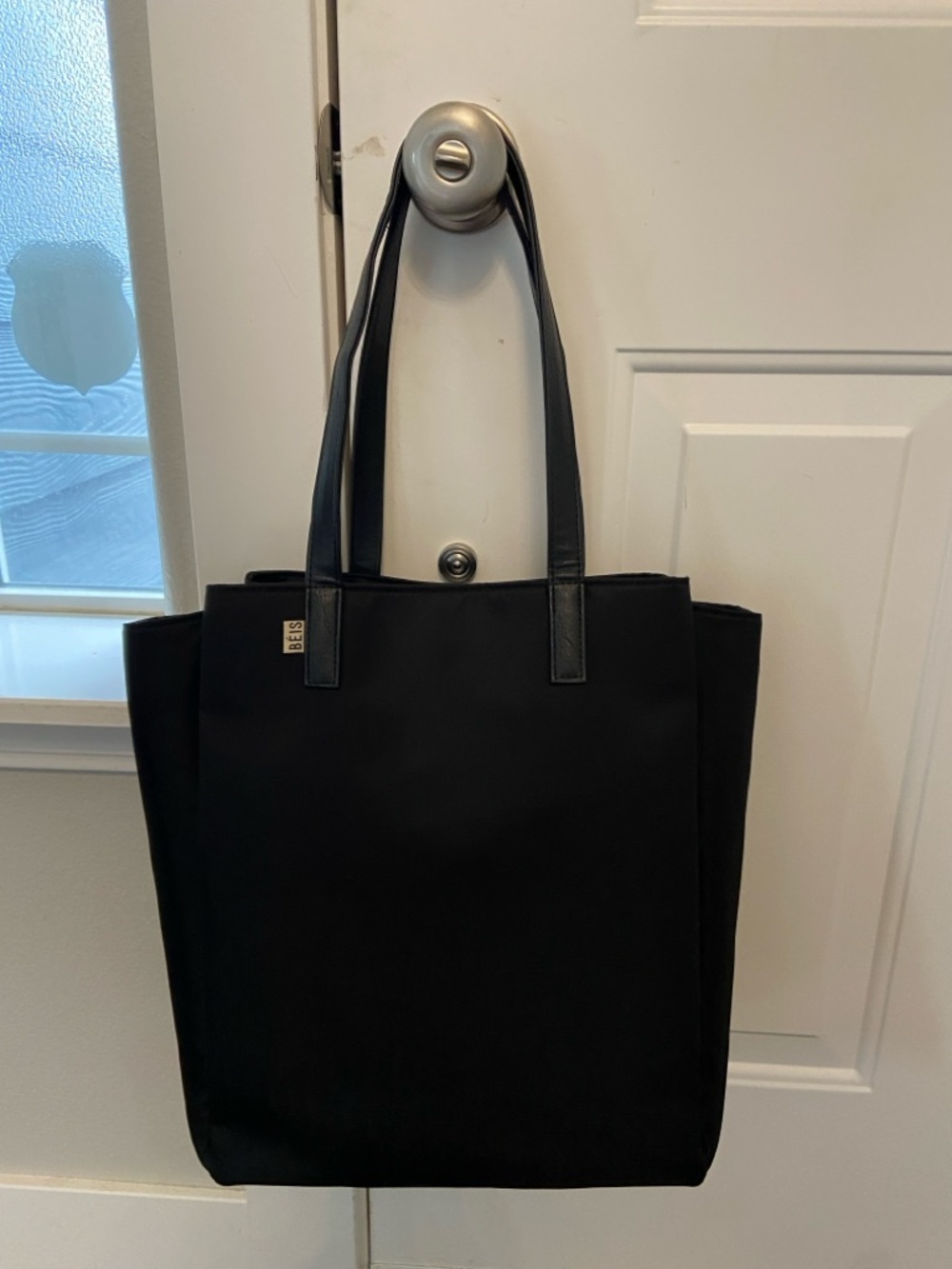 BEIS Black Commuter Tote with laptop sleeve and shoulder strap